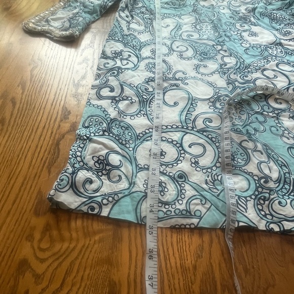 Lilly Pulitzer Sarah Tunic Dress Beaded Jeweled Neck Line Sleeves M Pale Blue - Picture 5 of 11